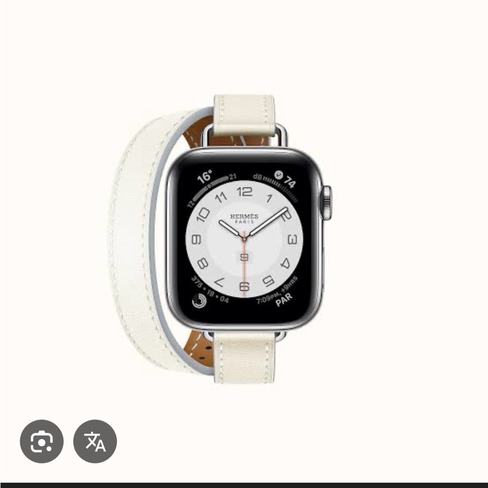 Hermes apple series 7 +gps smartwatch. Leather and orange sports band.